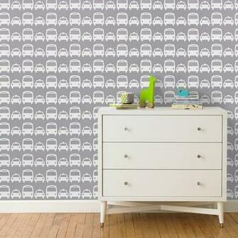 Dwellstudio Cars Dove Wallpaper