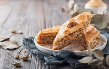 Wallpaper Plate Fabric Nuts Dessert The Dough Baklava Image