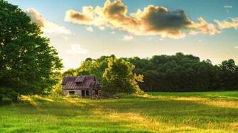 Stone House On The Field Wallpaper World