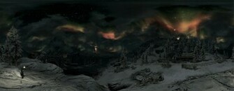 Beautiful Skyrim Night Sky Panorama By Mallony
