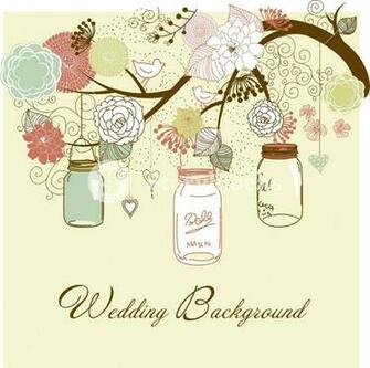 Floral Summer Background Mason Jars Hanging From The Brunch