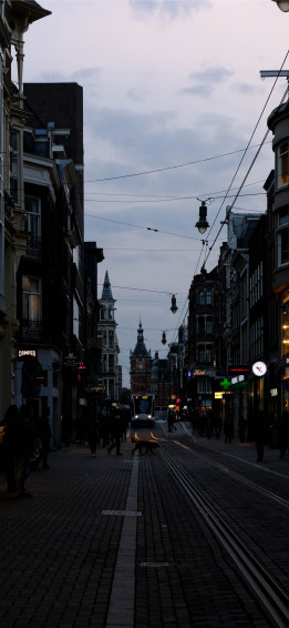 Street Amsterdam Evening Town Capital City iPhone Wallpaper