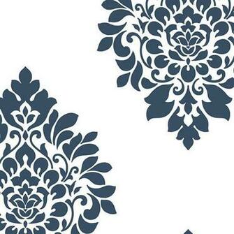 Modern Damask Wallpaper Navy Blue White Set Of Bolts