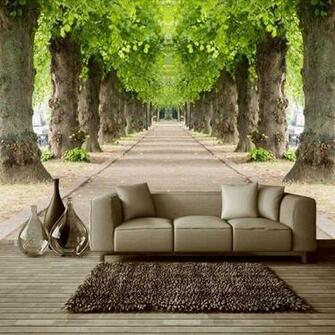 3d Effect Forest Road Wallpaper Mural For Living Room Art