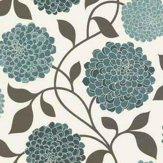 Designer Selection Bloom Floral Feature Wallpaper Teal Cream