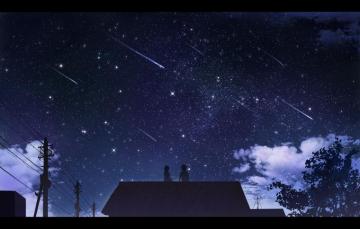 Wallpaper Girl Night Home Art Guy Starfall The Reki Image