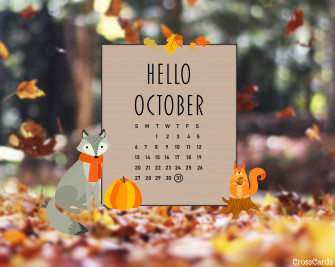 October Hello Desktop Calendar Wallpaper