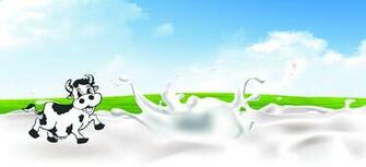 Background Banner Cartoon Cows Milk In Cow
