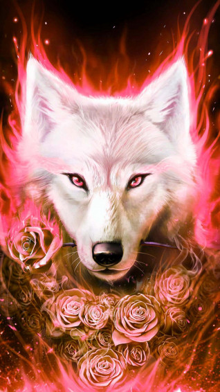 Fire And Ice Wolf Wallpaper