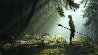 Full HD Wallpaper Forest Warrior Spirit Spear Path Desktop