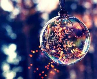 Brown Twinkling Christmas Lights And Quiet Winter Snow On The Ground