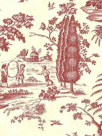 Red Toile Fabric