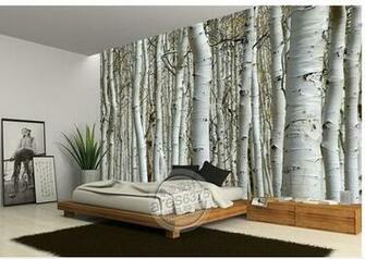 Wallpaper White Birch Trees Mural 3d