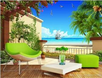 Sea Balcony 3d Tv Wall Mural Wallpaper