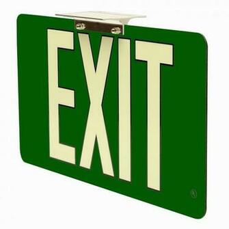 Ultra Thin Photoluminescent Exit Sign With Green Background
