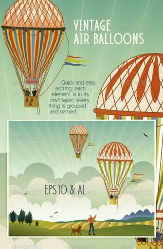 And Breezy Grass Holiday Hot Air Balloon Landscape Mountains Old