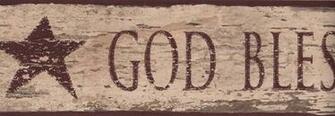 God Bless Our Home Lettering And Primitive Stars In Country Red With A