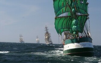 Tall Ships Races Gray Ocean Sea Ship Water