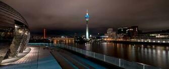 Lighted Sky Scraper During Nighttime Germany HD Wallpaper
