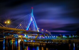 Architecture Bridges Boston Boswash Cities City Night Skyline Usa