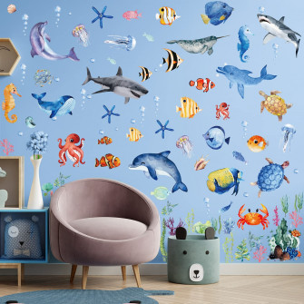 Amazon Pieces Ocean Animals Wall Decals Jellyfish