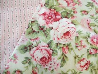 Pink Cabbage Rose Floral Quilting Fabric Lot