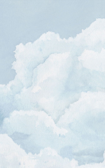 Light Blue Cloudy Sky Watercolour Wallpaper Mural Hovia Uk