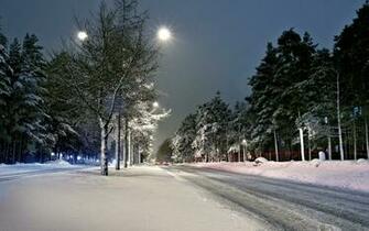 Street Lights Winter Snow Scenery