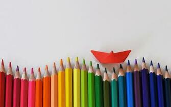 Colored Pencils Red Boat Wave Texture Background HD Wallpaper