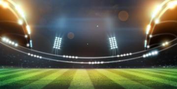 Bright Lights Decorated Football Stadium