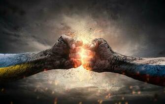 Wallpaper Flag Russia Sky Ukraine Hand Conflict Image For