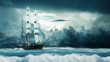 Cloud Ocean Oil Painting Ship Wave 4k Wallpaper Mocah