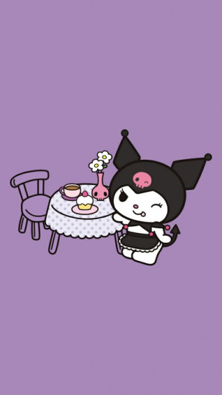 Kuromi Wallpaper Hello Kitty Background Drawing