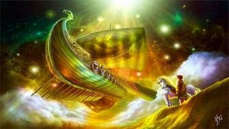 Celestial Ship Computer Wallpaper Desktop Background