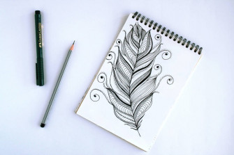 Pencil Drawing Feather Wallpaper