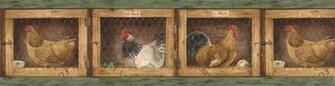 Kitchen Country Hen Rooster Wallpaper Border Afr7136