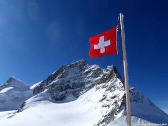 Wallpaper Jungfrau And Flag The Swiss Is Flying Proudly