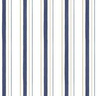 Stripe Wallpaper Navy Blue Taupe White Sample Transitional
