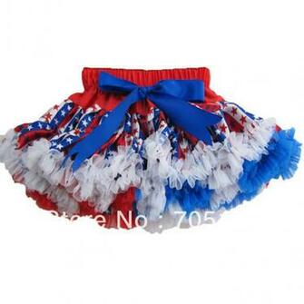 Cute Red White Blue Flag Tutu Pettiskirt Kids BirtHDay Party Petticoat