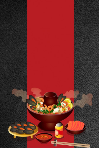 Chinese Food Spicy Seafood Hot Pot Poster Background Wallpaper