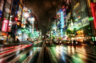 4k Wallpaper City Japan Night Road Tokyo Buildings Machinery