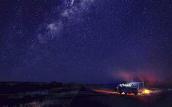 Camp And Starry Sky Wallpaper Stock Photos