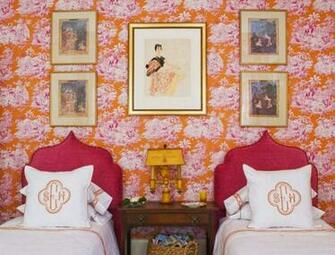 Tangerine Orange And White Toile Wallpaper Get Inspired By