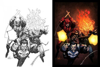 Punisher Daredevil Ghostrider Colors By Kathrynlayno