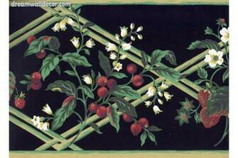 Red Berries White Tiny Flowers Wallpaper Border