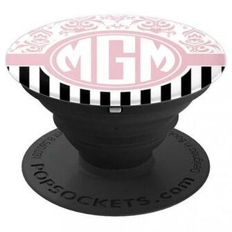 Amazon Mgm Monogram Pop Socket Pink Damask Initials Or