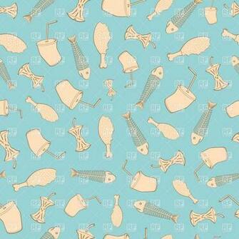 Seamless Background With Food Leavings Fishbone Core Of Apple