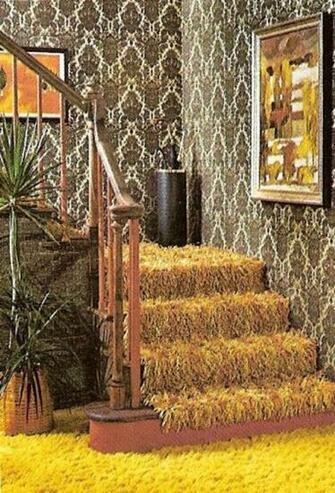 70s Interior Extensive Repeat Pattern Design On Wallpaper