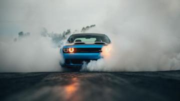 Dodge Challenger Srt Hellcat Orange Headlight Blue Car Wallpaper