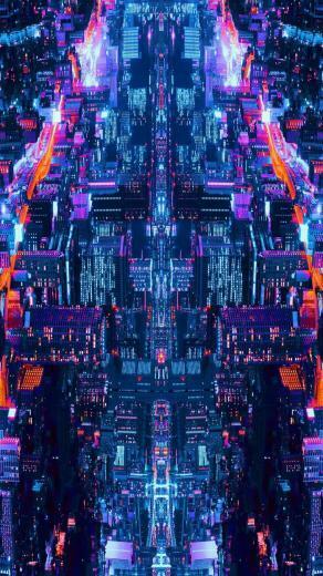 City Glitch In Art Wallpaper Neon